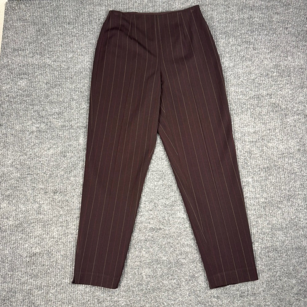 Spencer Tylar Pants Womens 8 Brown Pinstripe Straight Leg Trousers Y2K Office